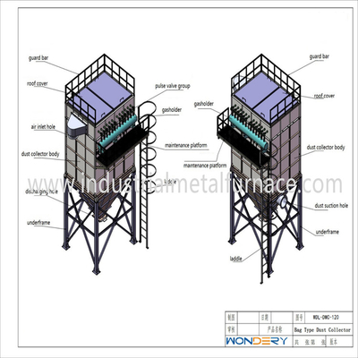 주문 노 백 타입 흡진장치 2000 밀리미터를 녹이는 1200Pa 1.5m/Min 공업용 금속 online manufacture